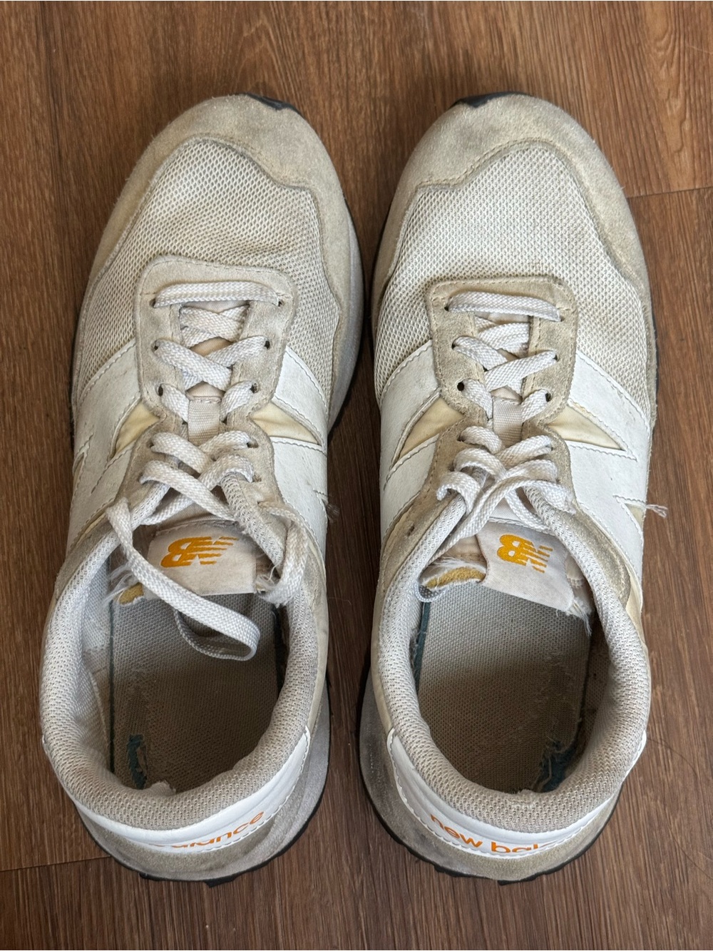 New Balance Beige and White Women's Sneakers Casual Runner - Picture 2 of 4